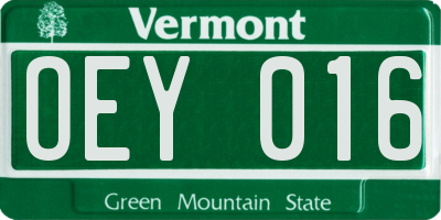 VT license plate OEY016