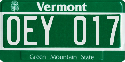 VT license plate OEY017