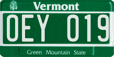 VT license plate OEY019