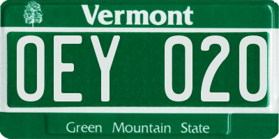 VT license plate OEY020
