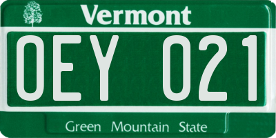 VT license plate OEY021