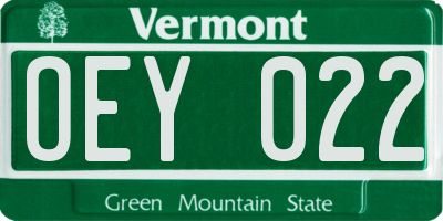 VT license plate OEY022