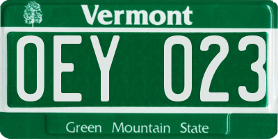 VT license plate OEY023