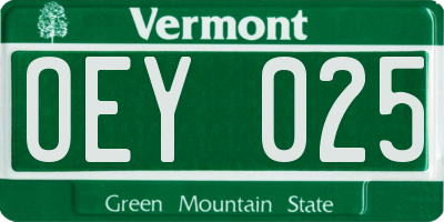 VT license plate OEY025