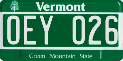 VT license plate OEY026