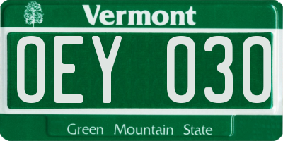 VT license plate OEY030