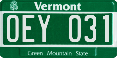 VT license plate OEY031