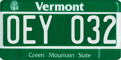 VT license plate OEY032