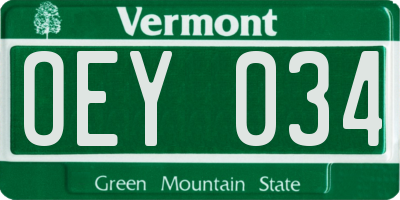 VT license plate OEY034