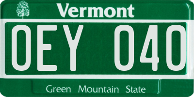 VT license plate OEY040
