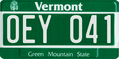 VT license plate OEY041