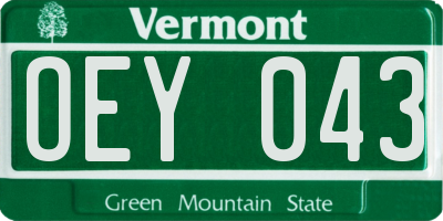 VT license plate OEY043