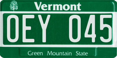VT license plate OEY045