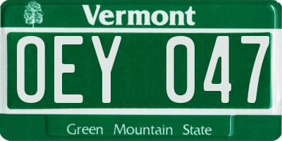 VT license plate OEY047