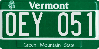 VT license plate OEY051