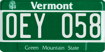 VT license plate OEY058