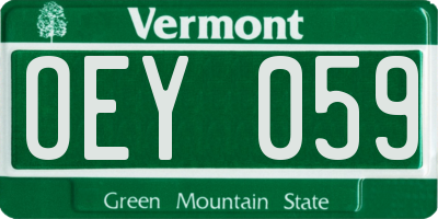 VT license plate OEY059