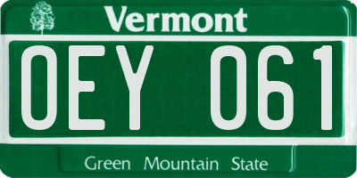 VT license plate OEY061