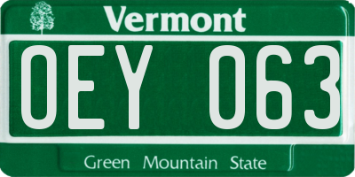 VT license plate OEY063