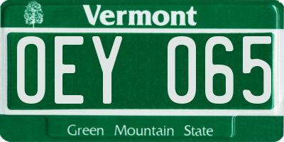 VT license plate OEY065