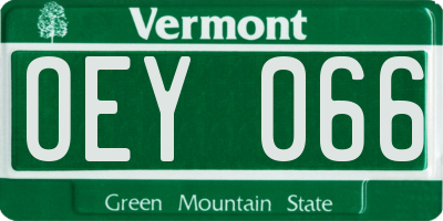 VT license plate OEY066