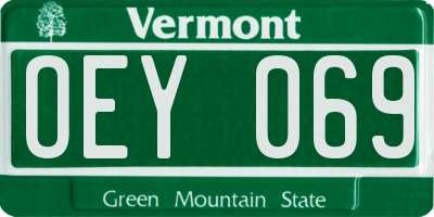 VT license plate OEY069