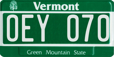 VT license plate OEY070