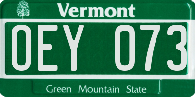 VT license plate OEY073