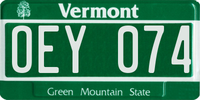 VT license plate OEY074