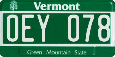 VT license plate OEY078