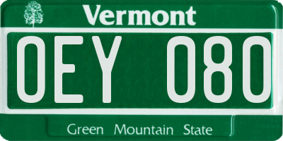 VT license plate OEY080
