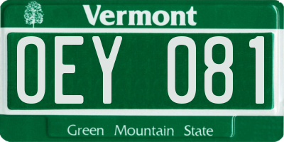 VT license plate OEY081
