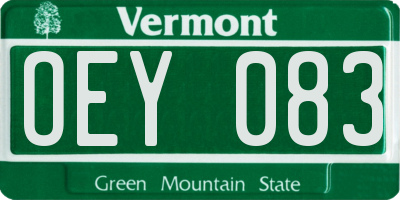 VT license plate OEY083