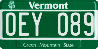 VT license plate OEY089