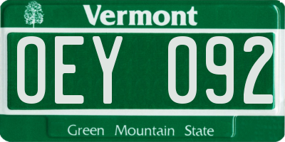 VT license plate OEY092