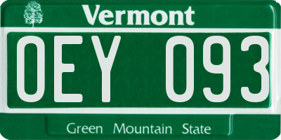 VT license plate OEY093