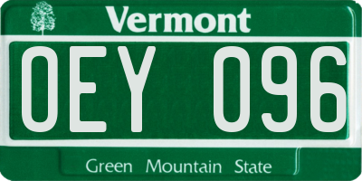 VT license plate OEY096
