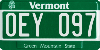 VT license plate OEY097