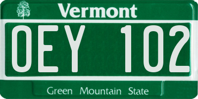 VT license plate OEY102