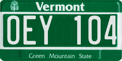 VT license plate OEY104