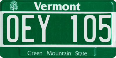 VT license plate OEY105