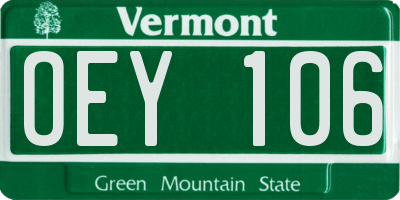 VT license plate OEY106