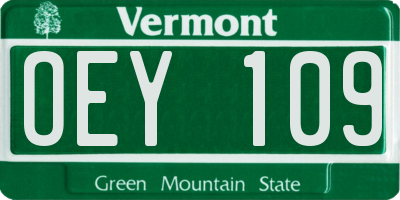 VT license plate OEY109