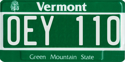 VT license plate OEY110