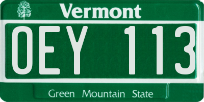 VT license plate OEY113