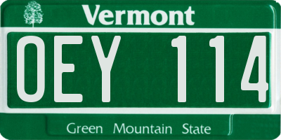 VT license plate OEY114
