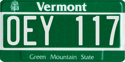 VT license plate OEY117