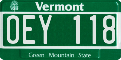 VT license plate OEY118