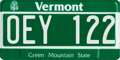 VT license plate OEY122