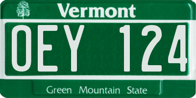 VT license plate OEY124